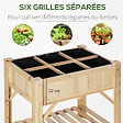 OUTSUNNY - Jardinière sur pieds - carré potager avec étagère - dim. 78L x 58l x 81H cm - 6 compartiments - feutre drainage inclus - bois sapin pré-huilé - vignette