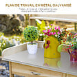OUTSUNNY - Table de rempotage jardinage - 2 étagères, tiroir, placard, plateau tôle acier galvanisé avec rebord, 3 crochets - bois sapin pré-huilé - vignette