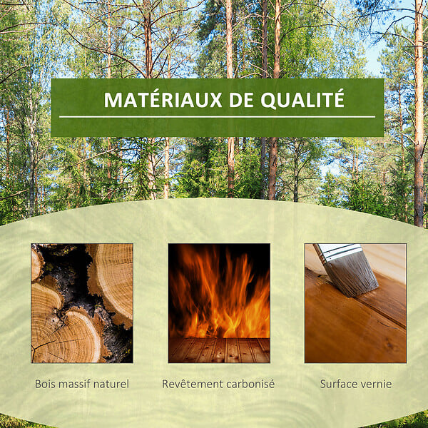OUTSUNNY - Étagère à fleurs en bois - porte plante bois 5 tablettes ornement petites barrières - dim. 60L x 30l x 130H cm - bois de sapin traité carbonisation - large