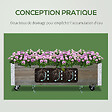 OUTSUNNY - Jardinière sur roulettes - jardinière rectangulaire - inserts d'irrigation, feutre de drainage inclus - métal bois de sapin gris - vignette