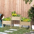 OUTSUNNY - Jardinière sur pieds carré potager 2 étages dim. 184L x 45l x 80H cm inserts d'irrigation bois sapin pré-huilé - vignette