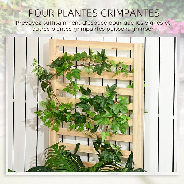 OUTSUNNY - Lot de 2 jardinières avec treillis - ensemble de 2 carrés potagers - bois de sapin pré-huilé - large