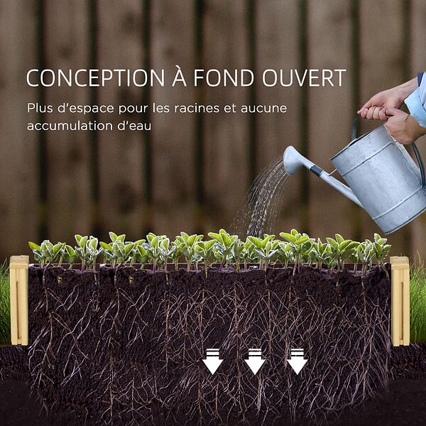 OUTSUNNY - Lot de 2 jardinières avec treillis - ensemble de 2 carrés potagers - bois de sapin pré-huilé - large
