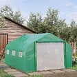 OUTSUNNY - Serre tunnel de jardin grande taille dim. 3,47L x 3l x 2H m - 6 fenêtres et porte zippée enroulable - acier galvanisé PE haute densité vert - vignette