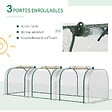 OUTSUNNY - Serre de jardin tunnel 2,95L x 1l x 0,8H m 3 portes zippées bâche PVC transparent métal époxy vert - vignette