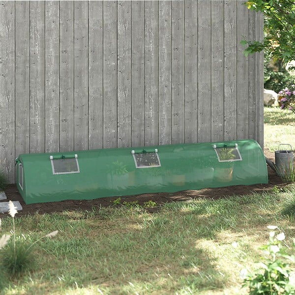 OUTSUNNY - Mini serre de jardin serre à  tomates dim. 300L x 80l x 45H cm acier PE 5 fenêtres zippées enroulables vert - large