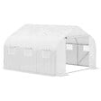 OUTSUNNY - Serre tunnel de jardin 3,5 x 3 x 2 m grande taille 6 fenêtres blanc - vignette