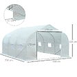 OUTSUNNY - Serre tunnel de jardin 3,5 x 3 x 2 m grande taille 6 fenêtres blanc - vignette