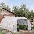 OUTSUNNY - Serre de jardin tunnel 18 m² dim. 5,97L x 3,02l x 2H m - 12 fenêtres, porte zippée enroulable - châssis tubulaire acier galvanisé, bâche PE haute densité blanc - vignette