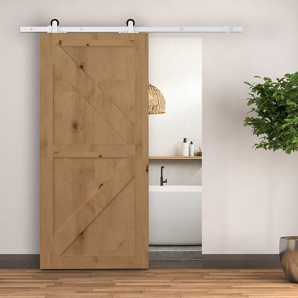 HOMCOM - Kit de porte coulissante système galandage pour porte épaisseur 35-45 ou 40-45 mm longueur rail 1,83 m charge max. 100 Kg acier blanc - large