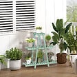 OUTSUNNY - Étagère à fleurs pyramidale en bois - porte plante bois 3 étagères - dim. 76L x 26l x 76H cm - sapin vert d'eau - vignette