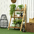 OUTSUNNY - Etagère échelle à fleurs pliable 3 niveaux bois de sapin traité carbonisation - vignette