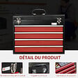 DURHAND - Boite à  outils métallique coffret à  outils caisse à  outils 4 tiroirs + plateau tôle acier rouge noir - vignette