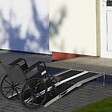 HOMCOM - Rampe de fauteuil roulant rampe de chargement rampe d'accès antidérapante pliable avec bordures de sécurité max. 270 Kg dim. 183L x 73,5l cm alu. noir - vignette