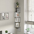 HOMCOM - Étagère d'angle étagère de rangement design contemporain zig zag 20L x 20l x 126H cm 5 niveaux panneaux de particules gris - vignette