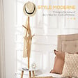 HOMCOM - Porte-manteau design scandinave branches 5 patères 2 étagères MDF blanc bois bambou verni - vignette