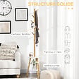 HOMCOM - Porte-manteau design scandinave branches 5 patères 2 étagères MDF blanc bois bambou verni - vignette