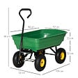 OUTSUNNY - Chariot de jardin à main benne basculante 75° 75L charge max. 200 Kg 4 roues pneumatiques acier PP jaune vert - vignette