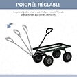 OUTSUNNY - Chariot de transport jardin remorque à main charrette à bras 4 roues 94L x 48,5l x 100H cm charge max. 150 Kg métal vert - vignette