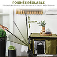 OUTSUNNY - Chariot de jardin pliable 4 roues - bâche amovible, poignée télescopique réglable, 5 pochettes rangement - acier polyester kaki - vignette