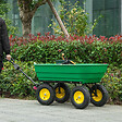 OUTSUNNY - Chariot de jardin à main benne basculante 75° 125L charge max. 200 Kg 4 roues pneumatiques acier PP jaune vert - vignette