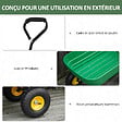 OUTSUNNY - Chariot de jardin à main benne basculante 75° 125L charge max. 200 Kg 4 roues pneumatiques acier PP jaune vert - vignette