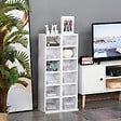 HOMCOM - Lot de 2 étagères colonnes armoire de rangement CD 6 + 6 compartiments blanc dim. 21L x 22,5l x 88,5H cm - vignette