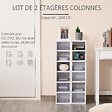 HOMCOM - Lot de 2 étagères colonnes armoire de rangement CD 6 + 6 compartiments blanc dim. 21L x 22,5l x 88,5H cm - vignette