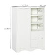 HOMCOM - Armoire - meuble multi-rangements - placard porte 5 étagères, 3 niches, 2 tiroirs - panneaux de particules blanc - vignette