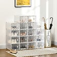 HOMCOM - Lot de 18 boites cubes rangement à chaussures modulable avec portes transparentes - dim. 25L x 35l x 19H cm - PP blanc transparent - vignette