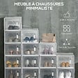 HOMCOM - Lot de 18 boites cubes rangement à chaussures modulable avec portes transparentes - dim. 25L x 35l x 19H cm - PP blanc transparent - vignette