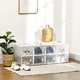 HOMCOM - Lot de 8 boites cubes rangement à chaussures modulable avec portes transparentes - dim. 25L x 35l x 19H cm - PP blanc transparent - vignette