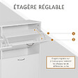 HOMCOM - Armoire à  chaussures meuble à  chaussures grande taille dim. 120L x 24l x 81H cm  4 portes abattantes double niveau panneaux particules blanc - vignette