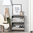 HOMCOM - Armoire à  chaussures meuble à  chaussures dim. 62L x 26l x 81H cm 2 portes abattantes blanc effet béton ciré - vignette