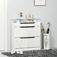 HOMCOM - Armoire à chaussures avec 2 tiroirs rabattables + 1 tiroir coulissant + 1 comptoir et 1 plateau en verre étagère réglable sur 2 niveaux 89 x 23 x 96 cm blanc - vignette