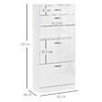 HOMCOM - Meuble à chaussures - 3 portes abattantes et tiroir coulissant - dim. 62L x 24l x 135H cm - poignées alu. panneaux particules blanc - vignette