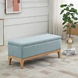 HOMCOM - HOMCOM Banquette coffre de rangement 2 en 1 style scandinave dim. 110L x 39l x 45H cm tissu vert d'eau - vignette