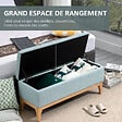 HOMCOM - HOMCOM Banquette coffre de rangement 2 en 1 style scandinave dim. 110L x 39l x 45H cm tissu vert d'eau - vignette