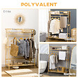 HOMCOM - Portant à vêtements penderie - 2 étagères, 2 patères, barre de suspension - bambou verni - vignette