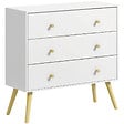 HOMCOM - Commode 3 tiroirs design scandinave piètement effilé incliné bois pin panneaux blanc - vignette