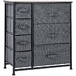 HOMCOM - Meuble de rangement commode design 64L x 30l x 71H cm 7 tiroirs métal MDF non tissé noir - vignette