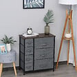HOMCOM - Meuble de rangement commode design 64L x 30l x 71H cm 7 tiroirs métal MDF non tissé noir - vignette