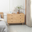 HOMCOM - Commode vintage 6 tiroirs coulissants piètement bois de pin panneaux aspect bois de teck - vignette