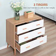 HOMCOM - Commode design scandinave sur pieds 3 tiroirs coulissants pieds effilés inclinés panneaux particules blanc aspect bois clair - vignette