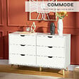 HOMCOM - Commode 6 tiroirs design scandinave piètement effilé incliné bois pin panneaux blanc - vignette