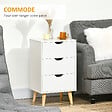 HOMCOM - Meuble de rangement chiffonnier 3 tiroirs design scandinave piètement effilé incliné bois pin panneaux blanc - vignette