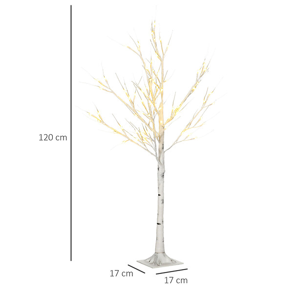 HOMCOM - Arbre lumineux LED - décoration lumineuse de Noël - 72 LEDS - 1,2H m - métal PP blanc - large