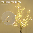 HOMCOM - Arbre lumineux LED - décoration lumineuse de Noël - 72 LEDS - 1,2H m - métal PP blanc - vignette