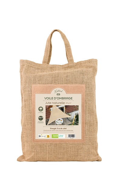 JARDILINE - Voile d'ombrage naturel triangulaire 3 m toile de jute - large