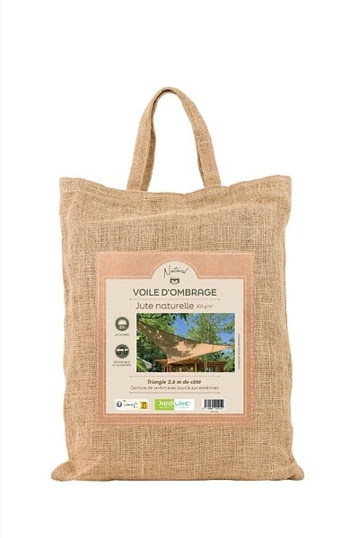 JARDILINE - Voile d'ombrage triangulaire jute - Naturel - L.3,60xl.3,60m - large